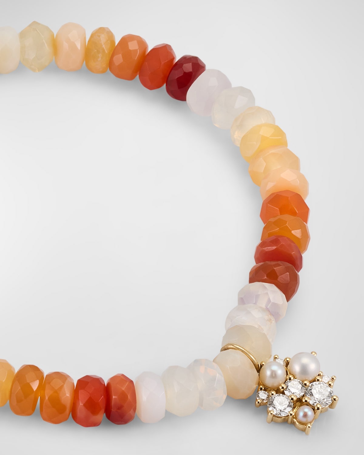 14K Gold Charm and Fire Opal Bead Bracelet - 4