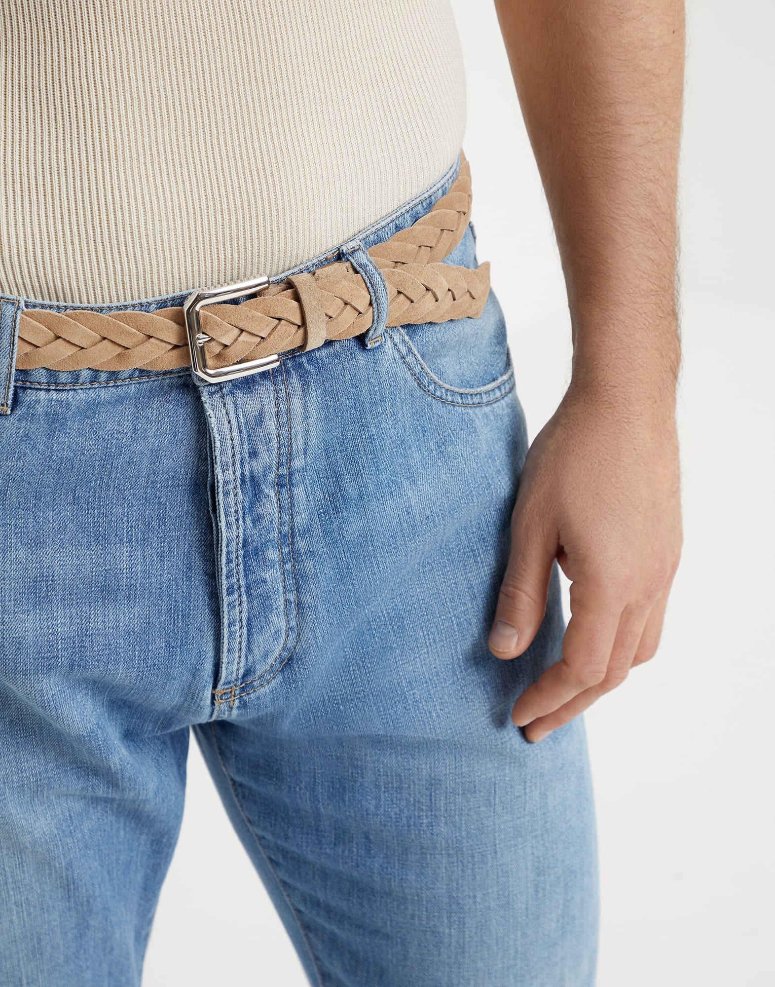 Braided reversed calfskin belt - 3