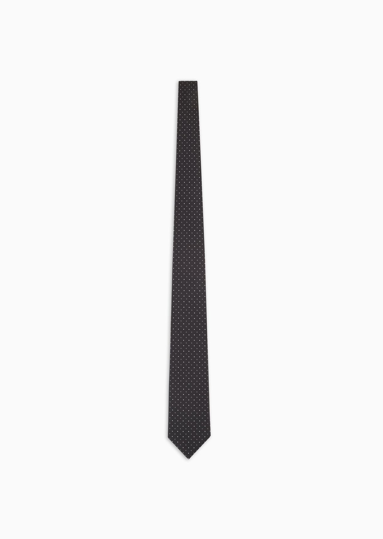 Silk tie with micro jacquard polka dots - 1