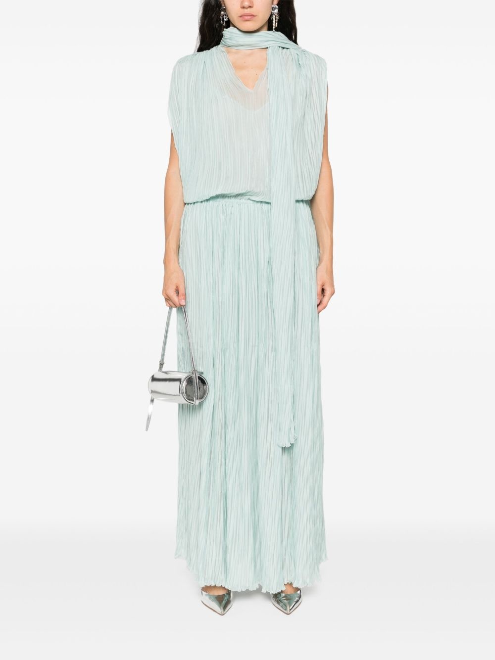 pleated asymmetric midi dress - 2