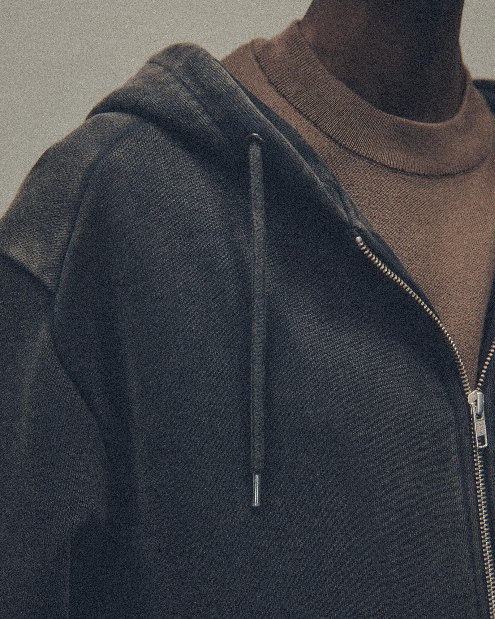 SLIM ZIP UP WASHED BLACK - 4