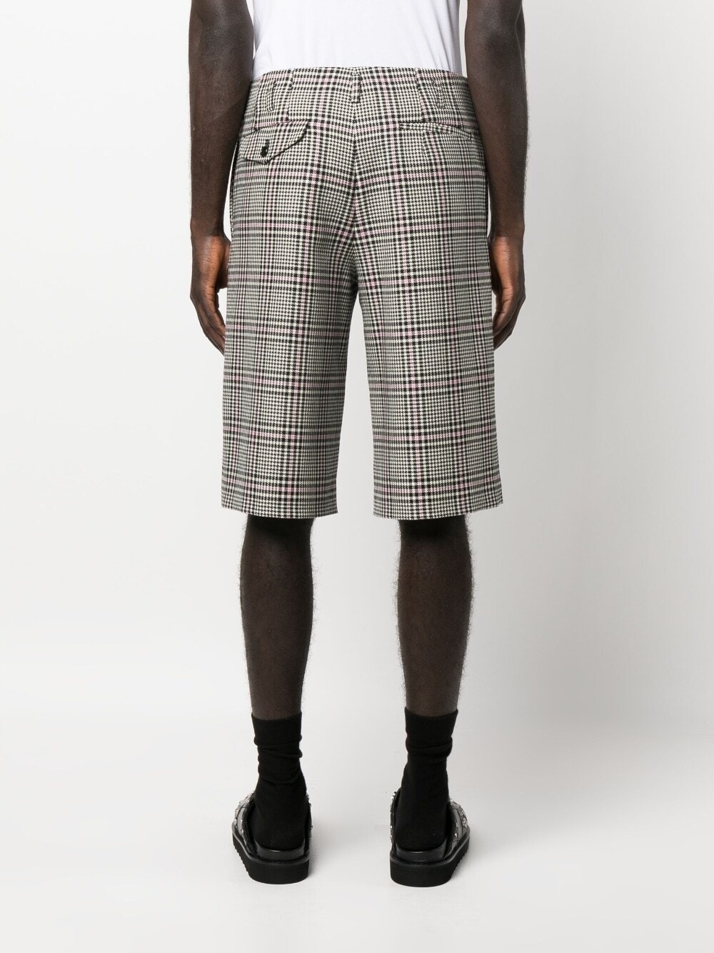 houndstooth knee-length wool shorts - 4
