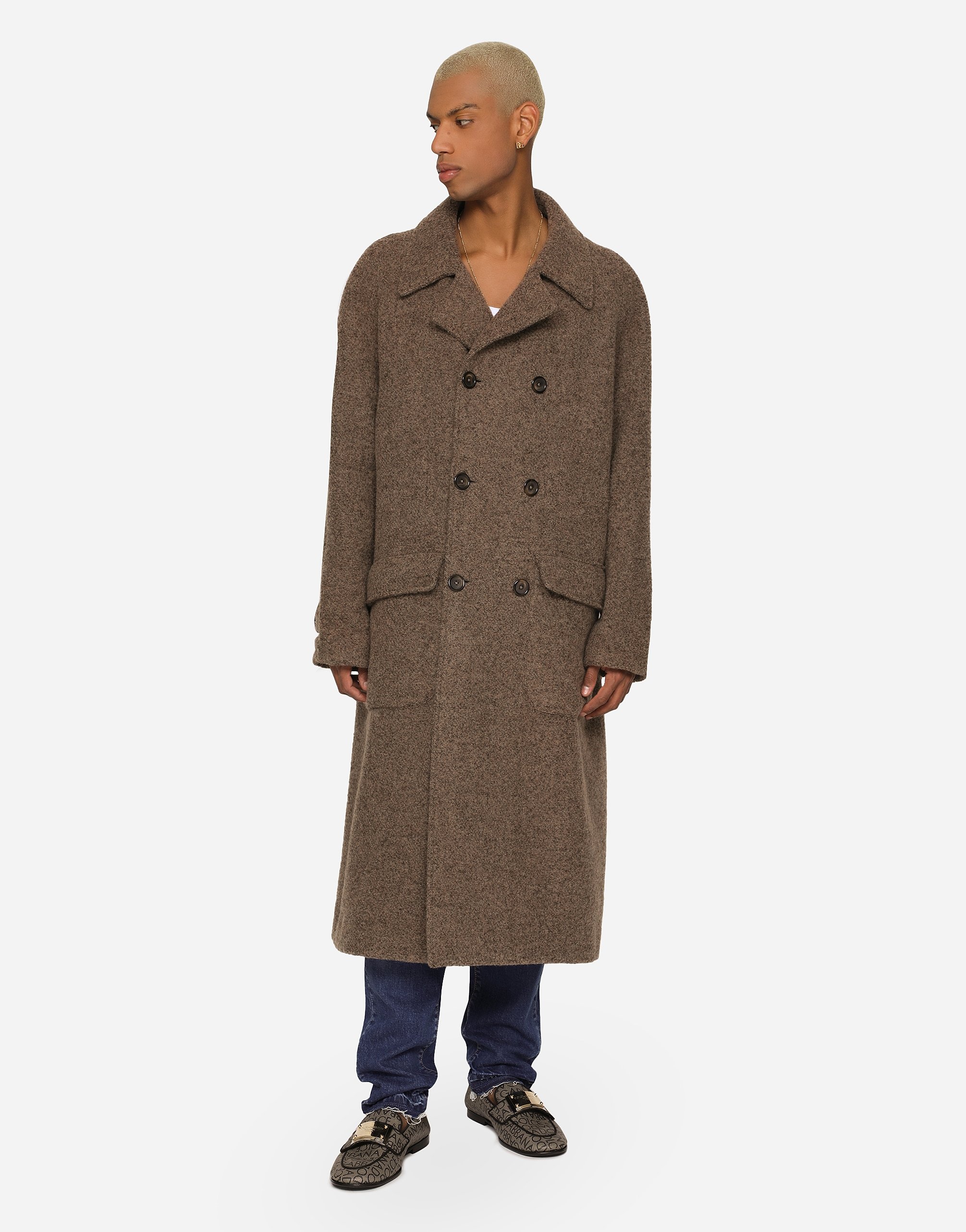 Double-breasted melange alpaca wool coat - 2