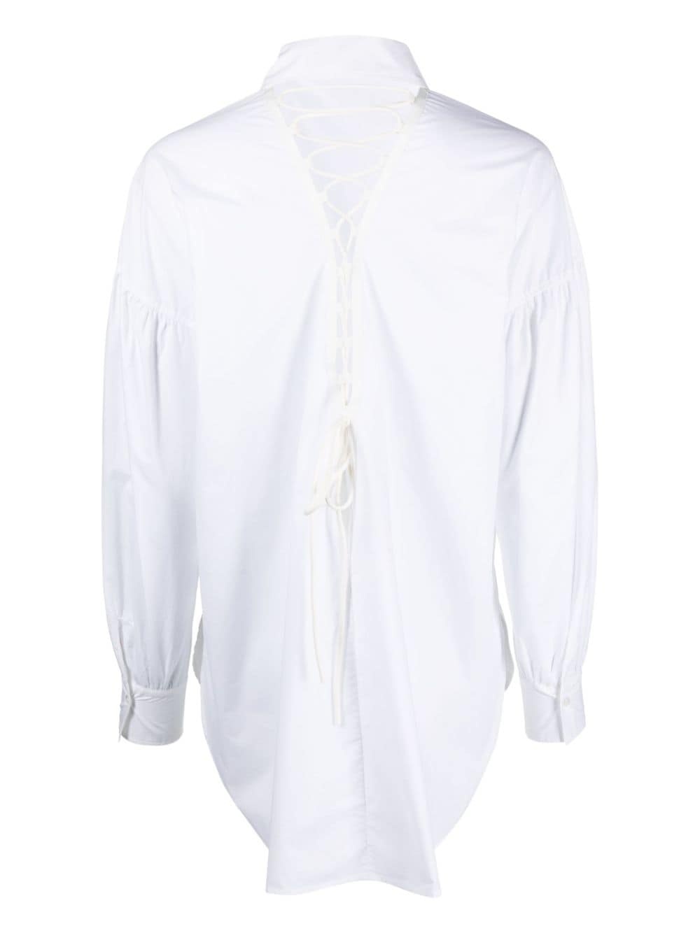 lace-up cotton shirt - 2