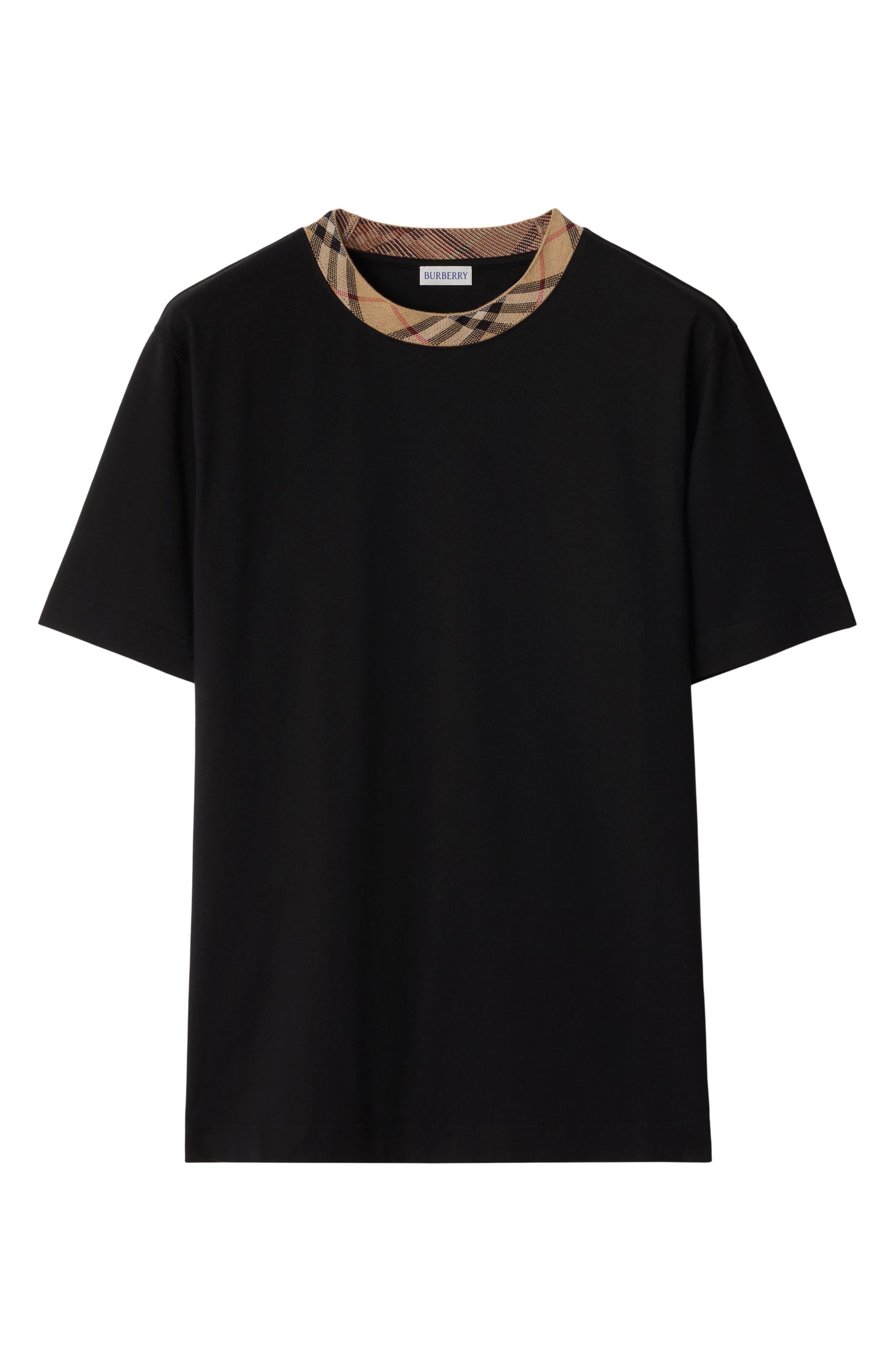 burberry Check Trim T-Shirt in Black at Nordstrom - 4