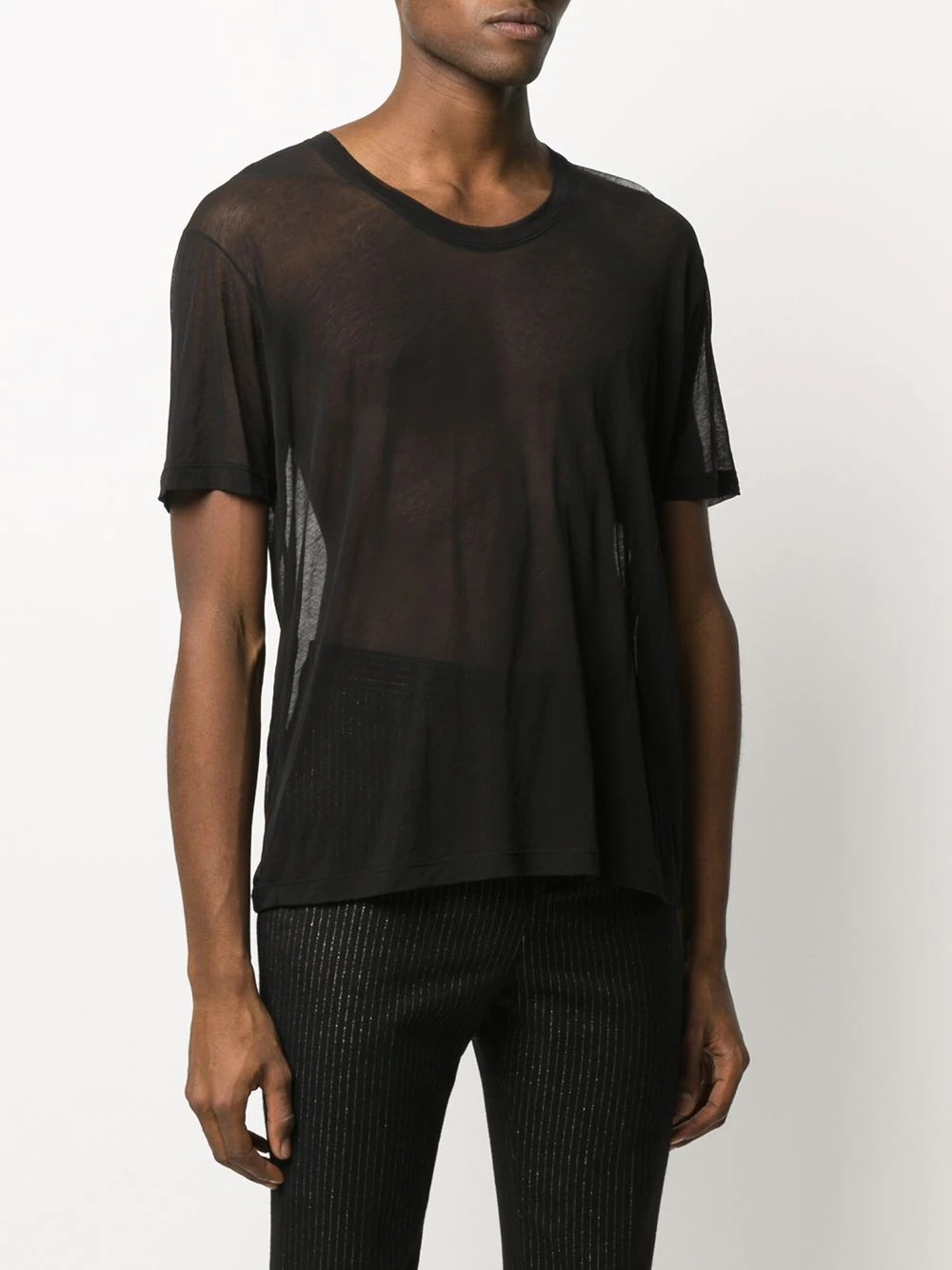 round neck sheer T-shirt - 3