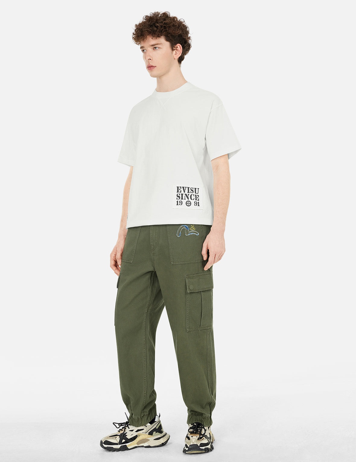 Seagull Appliqué Embroidery Wide-leg Woven Jogger - 3