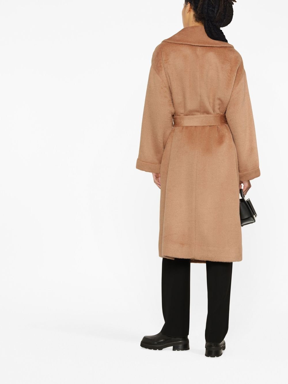 belted long-sleeve coat - 4