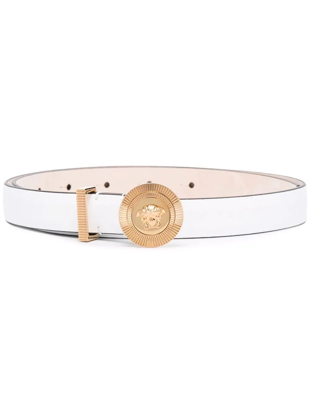 Medusa-plaque leather belt - 1