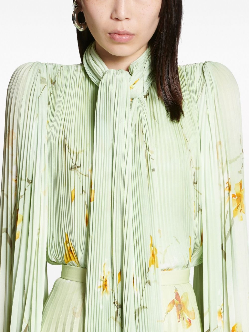 floral-print pleated blouse - 5