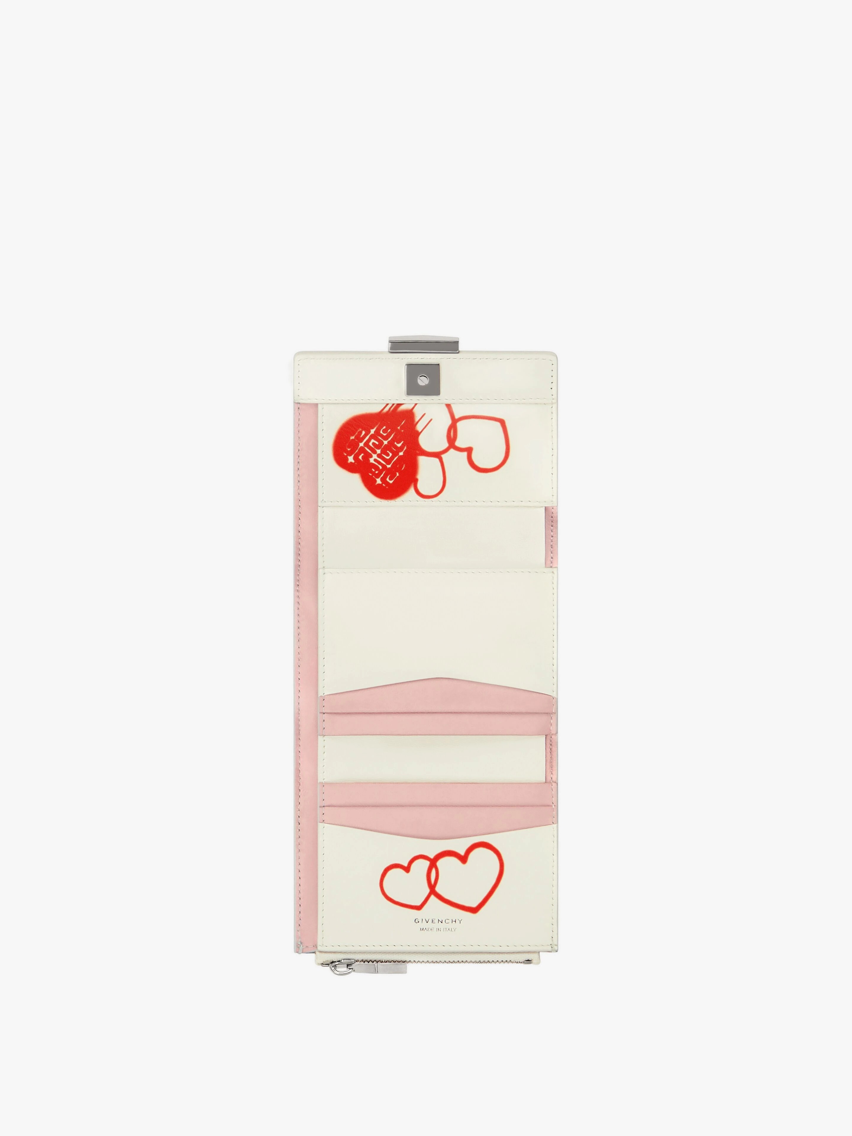 4G TRIFLOD WALLET IN 4G TAG EFFECT HEART PRINT LEATHER - 4