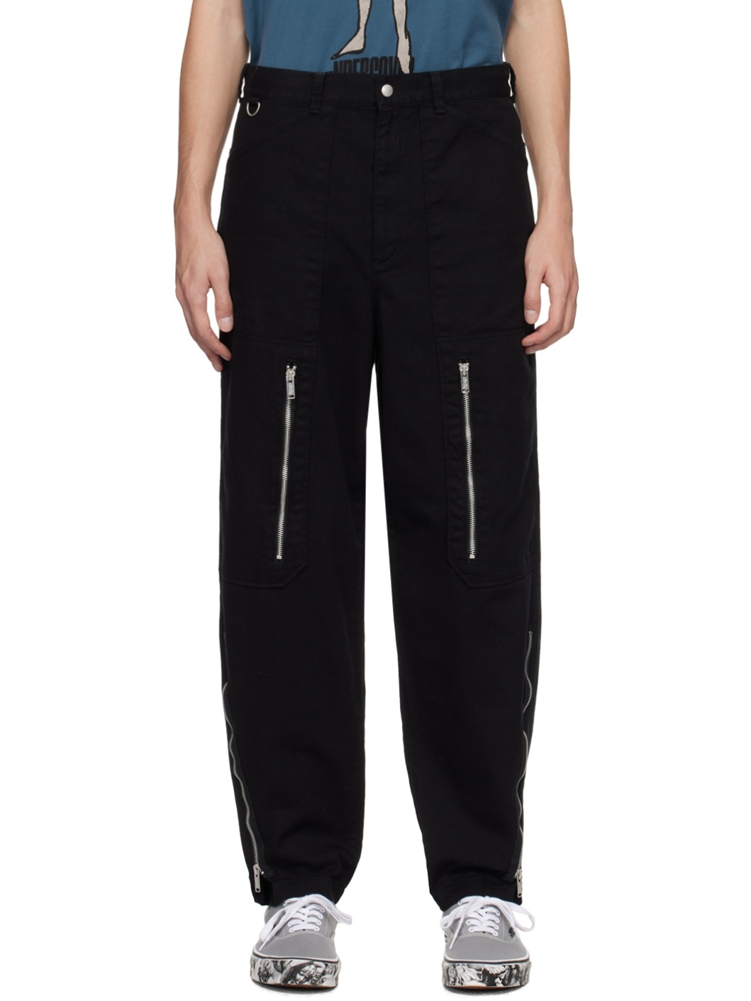 Black Zip Denim Trousers - 1