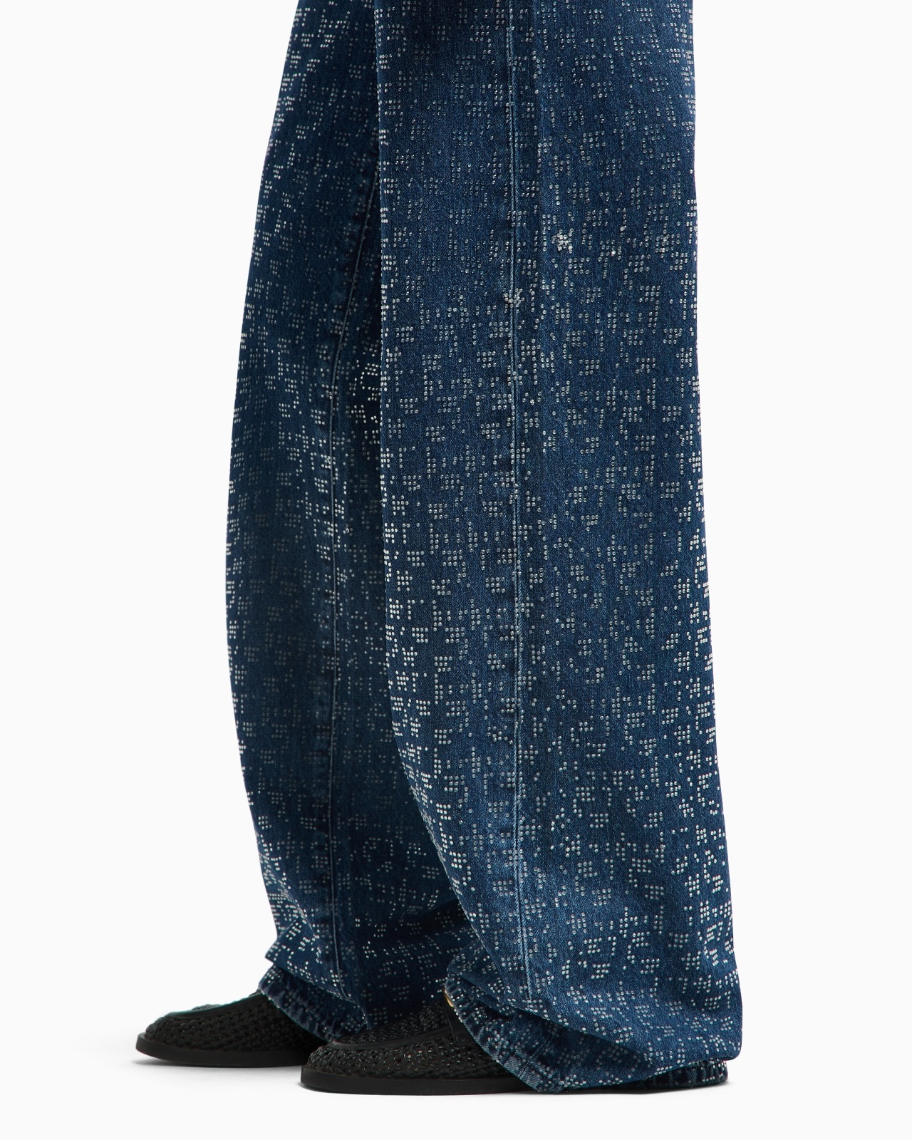 J4G HIGH-RISE WIDE-LEG DENIM JEANS WITH ALL-OVER RHINESTONES - 5