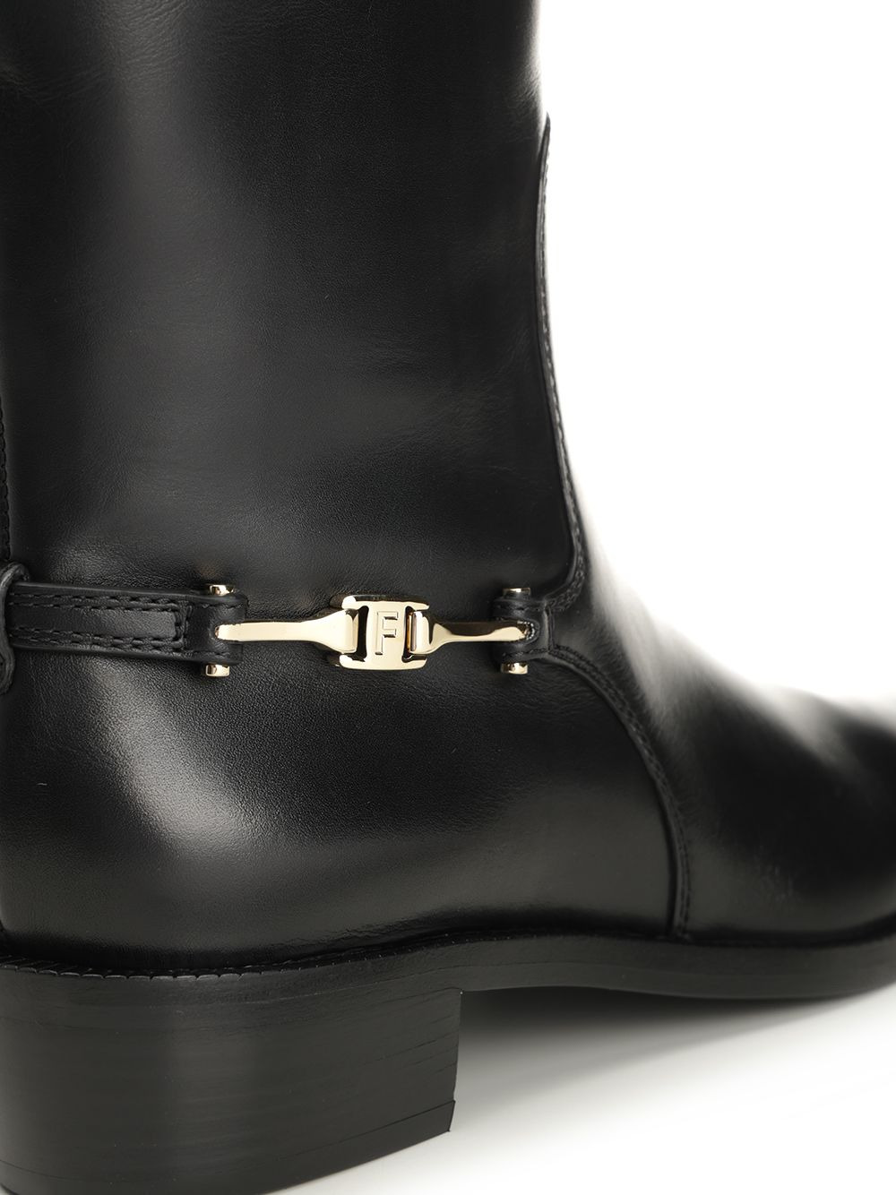 Boot With F Buckle Boots Black - 6