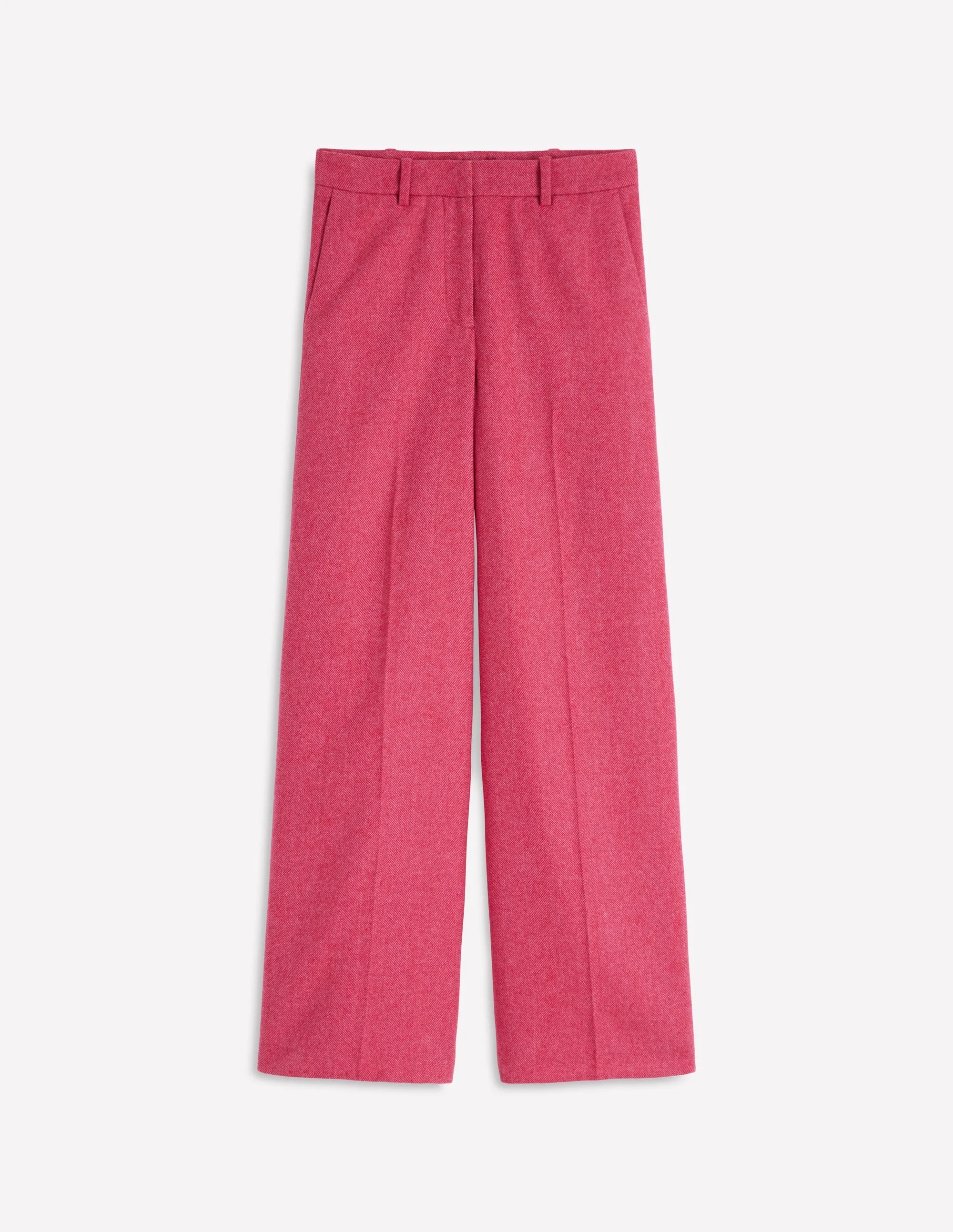 Belgravia Wool Pants-Red and Pink Wide Herringbone - 1