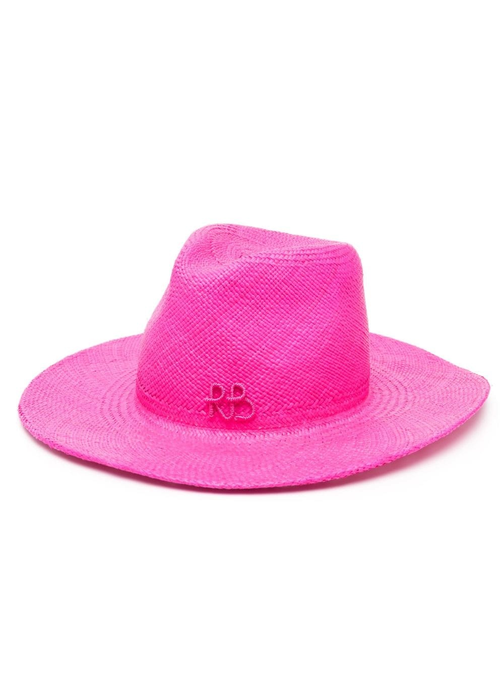 logo-embellished straw hat - 1