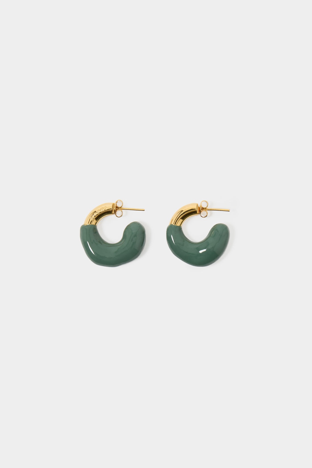 MINI RUBBERIZED EARRINGS GOLD / military green - 1