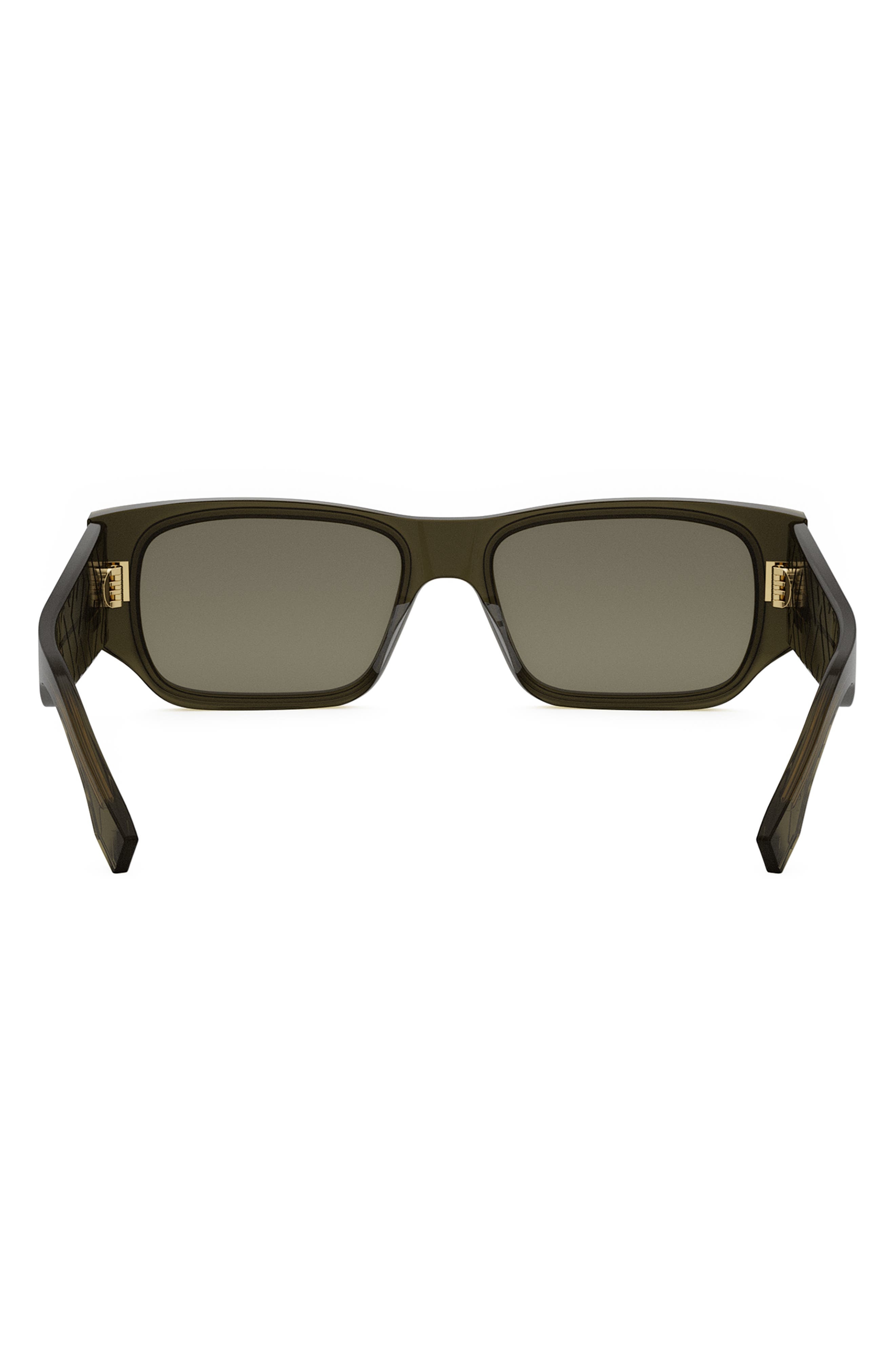 Fendi FF Squared 54mm Rectangular Sunglasses in Shiny Dark Green /Green at Nordstrom - 6