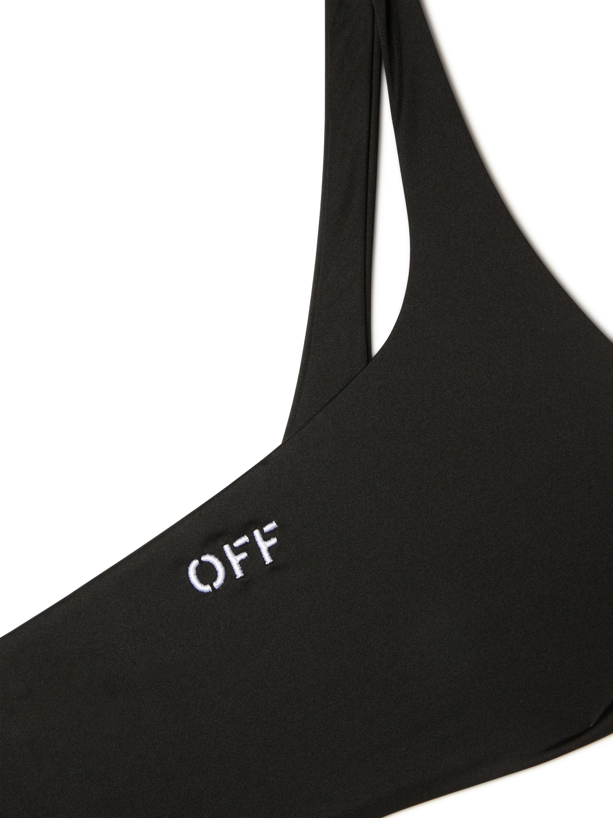 Black Stamp One-shoulder Bikini - 3
