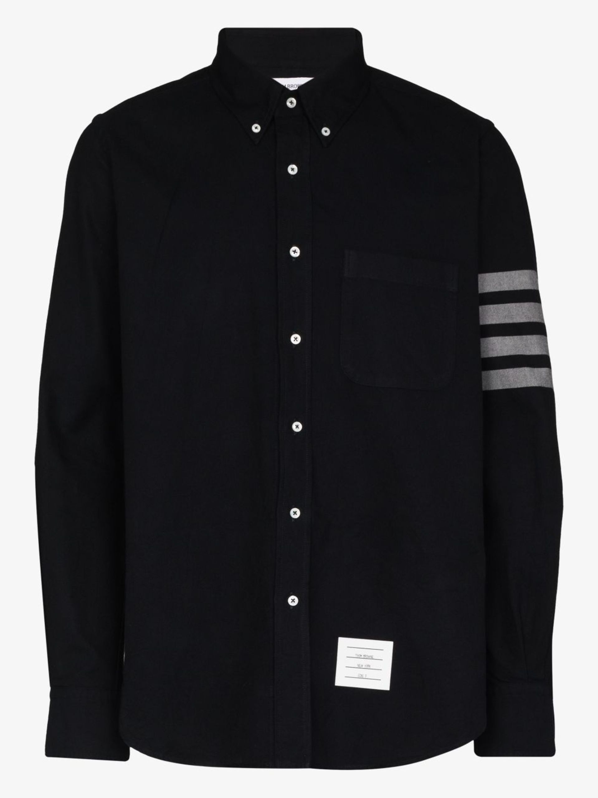 blue 4-bar stripe cotton shirt - 1