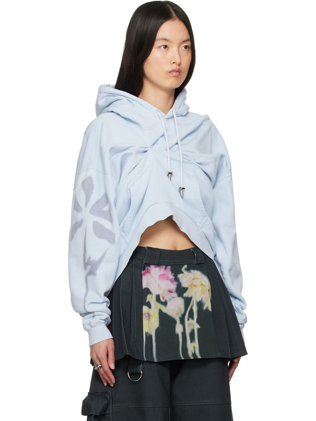 Blue Draped Hoodie - 2