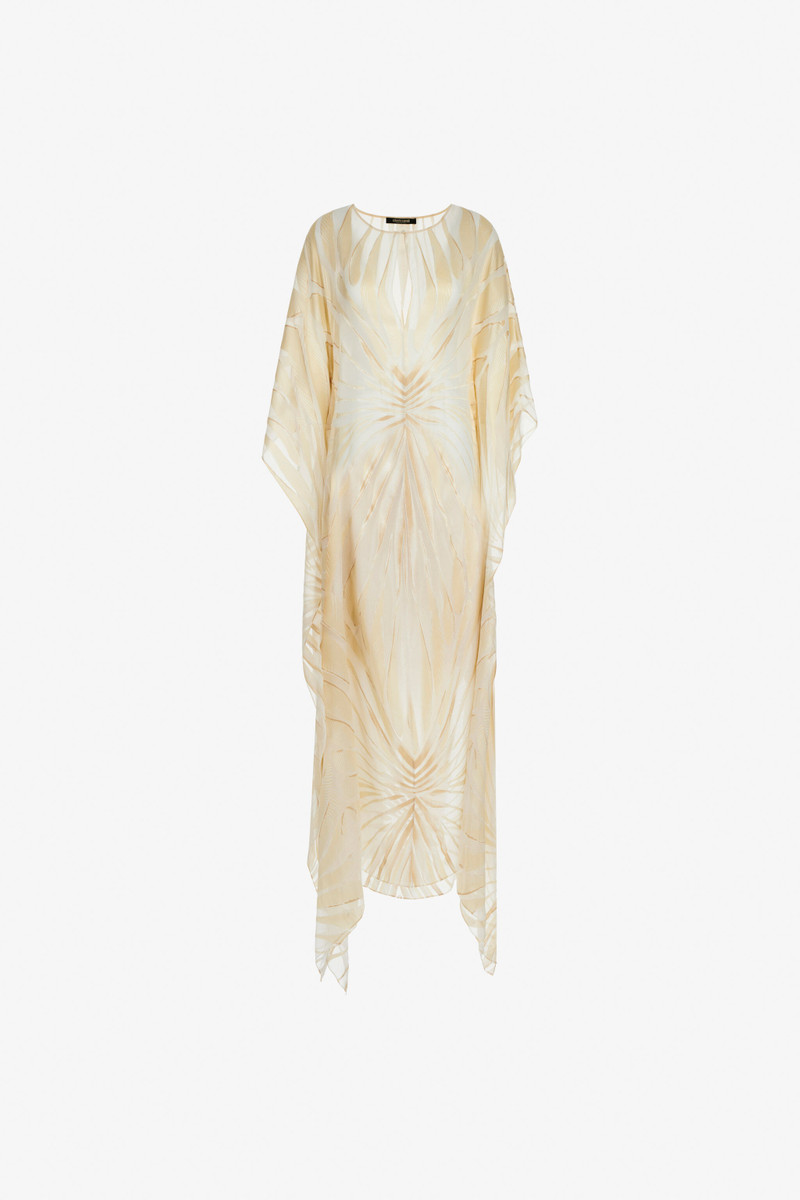 Satin caftan with Ray Of Gold print 1