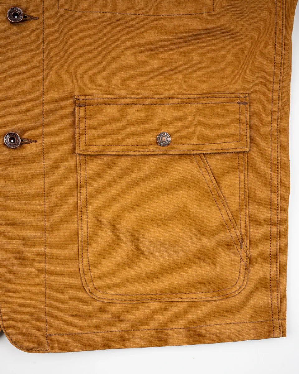 IHJ-148 10oz Kurashikizome Organic Cotton Duck Chore Jacket - Brown - 3