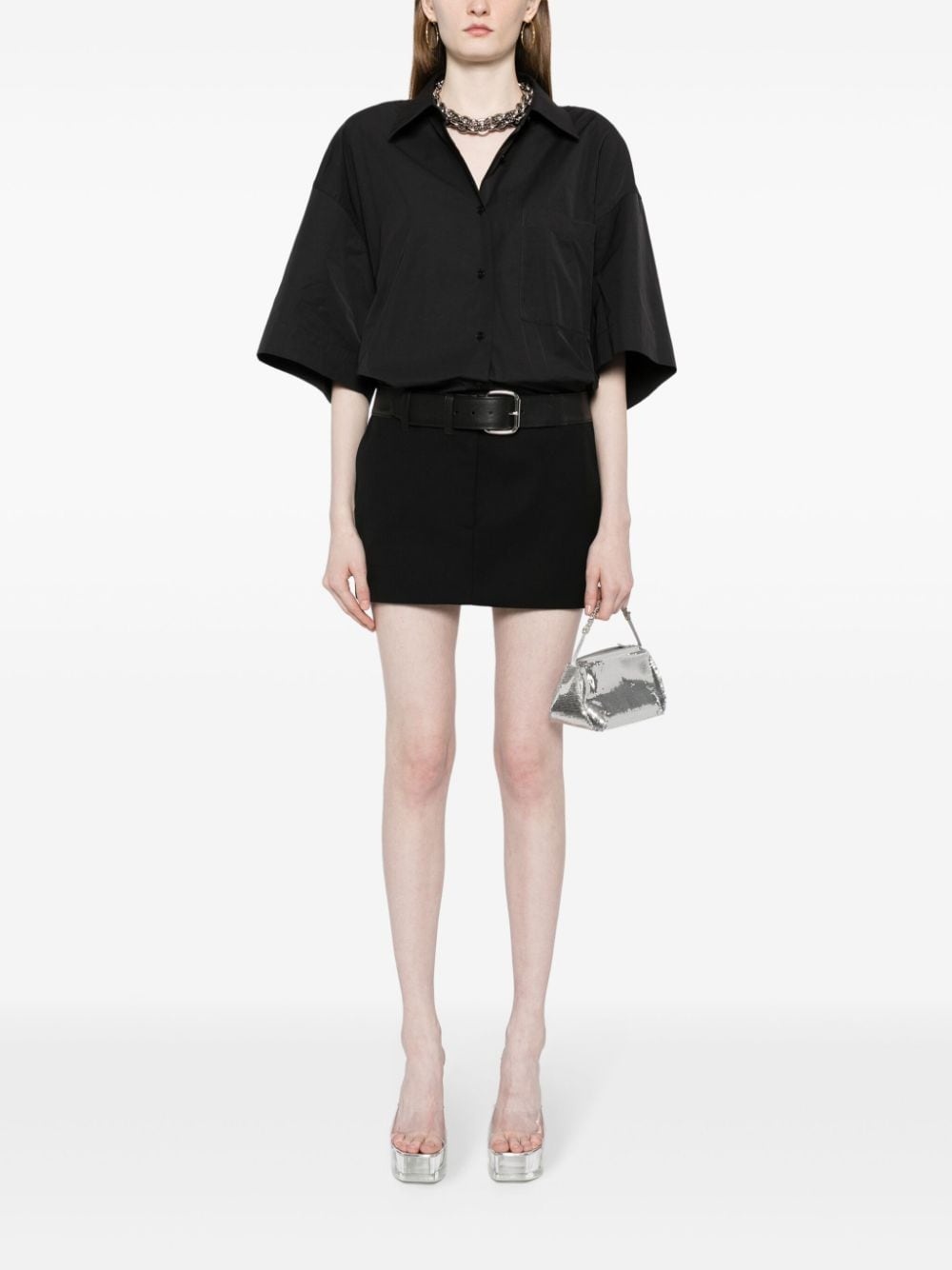 belted shirt minidress - 2