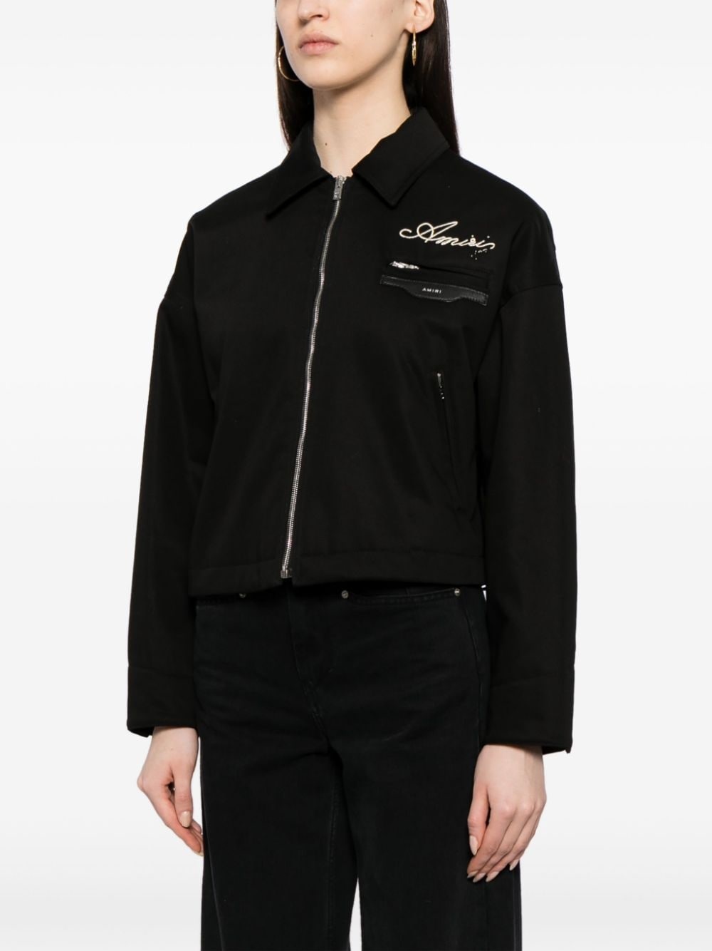 pearl embellishmet denim jacket - 4