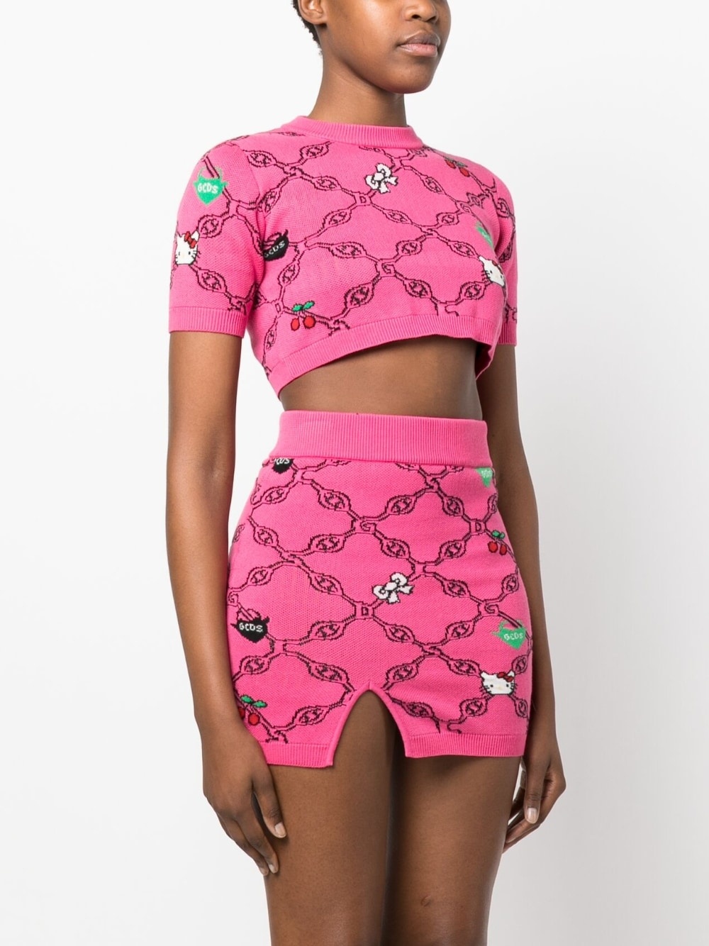 cartoon-print knitted top - 3