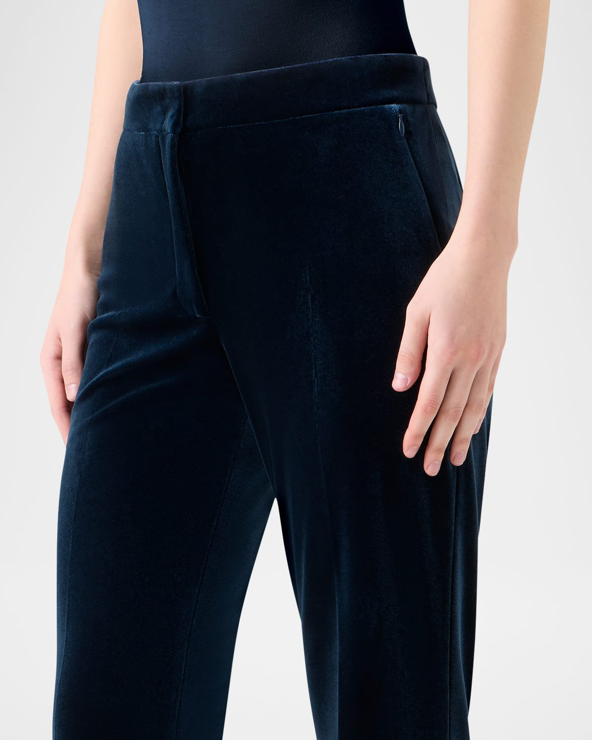 Carl Techno Velvet Stretch Straight-Leg Pants - 5