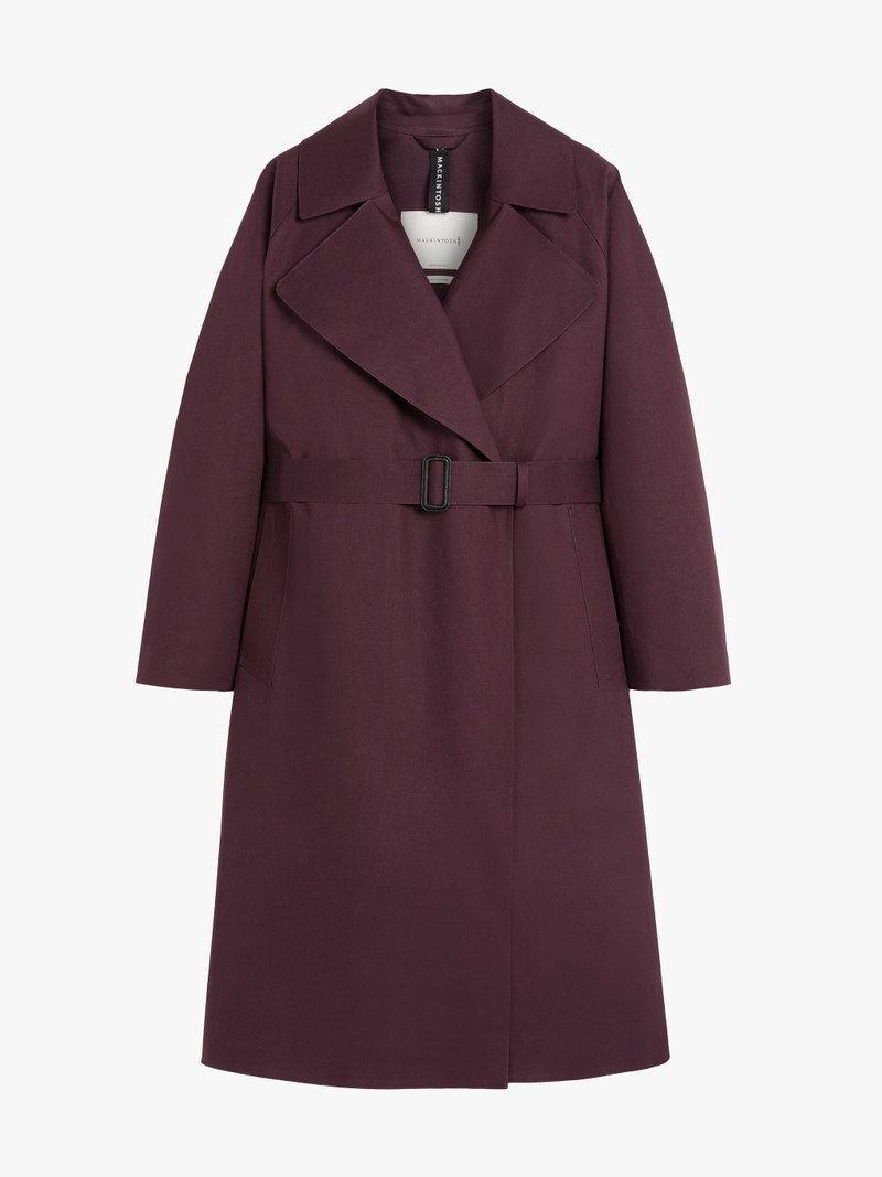 KINTORE BURGUNDY BONDED COTTON TRENCH COAT 1