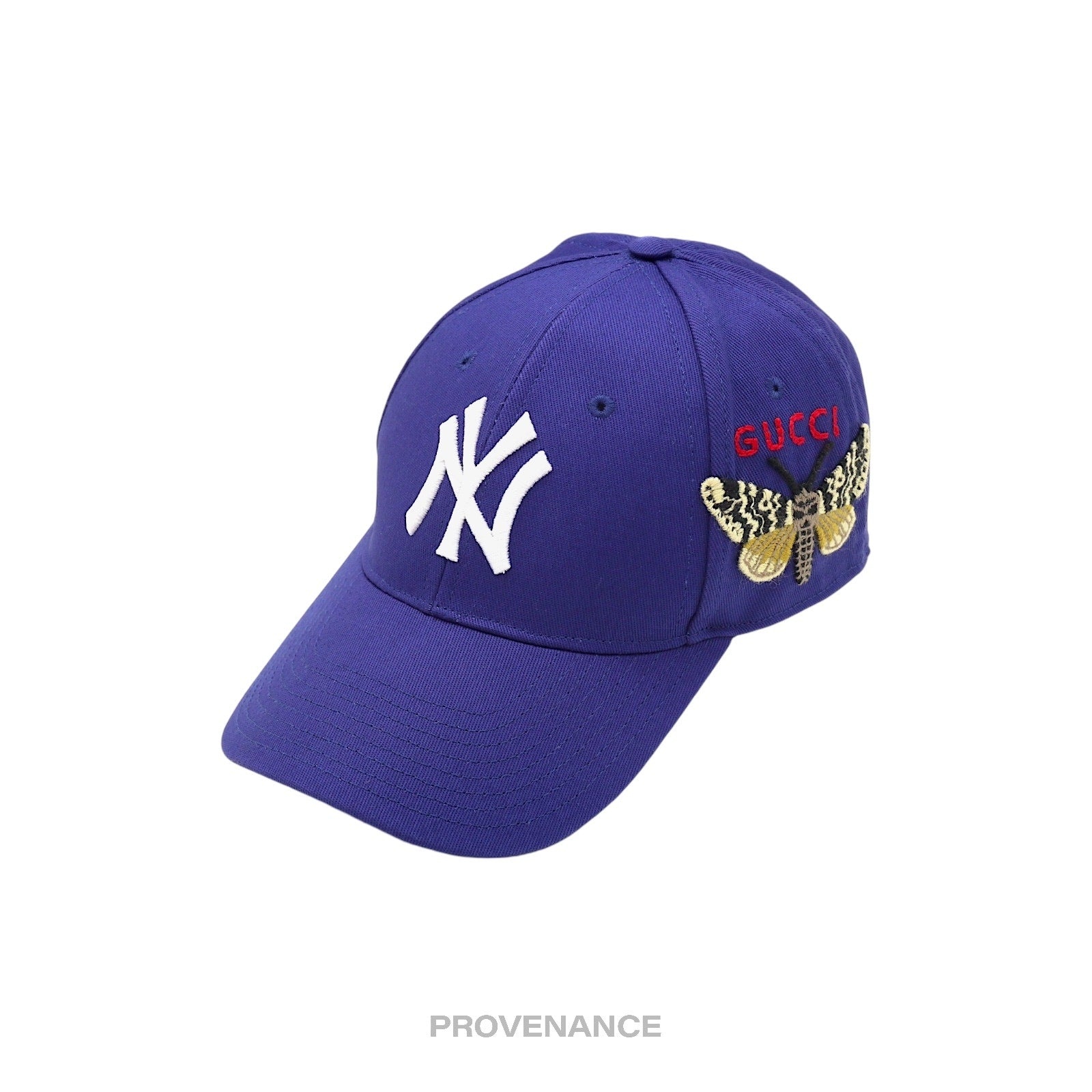Gucci x NY Yankees Embroidered Hat Cap - Blue with Moth - 1