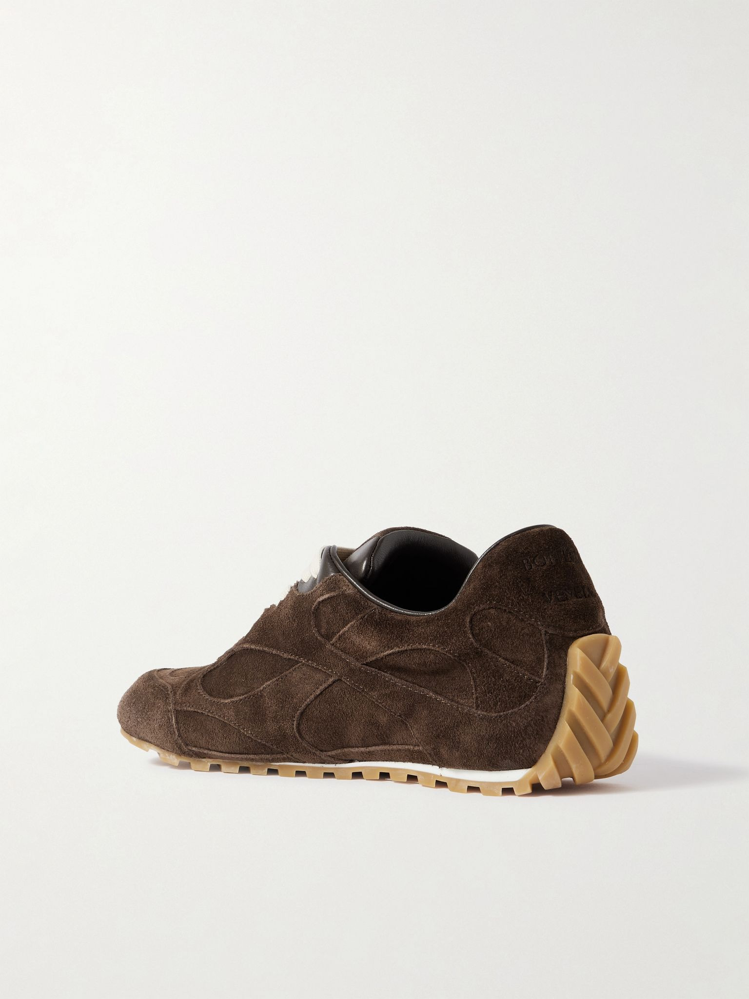 Orbit Flash leather-trimmed suede sneakers Dark brown - 3