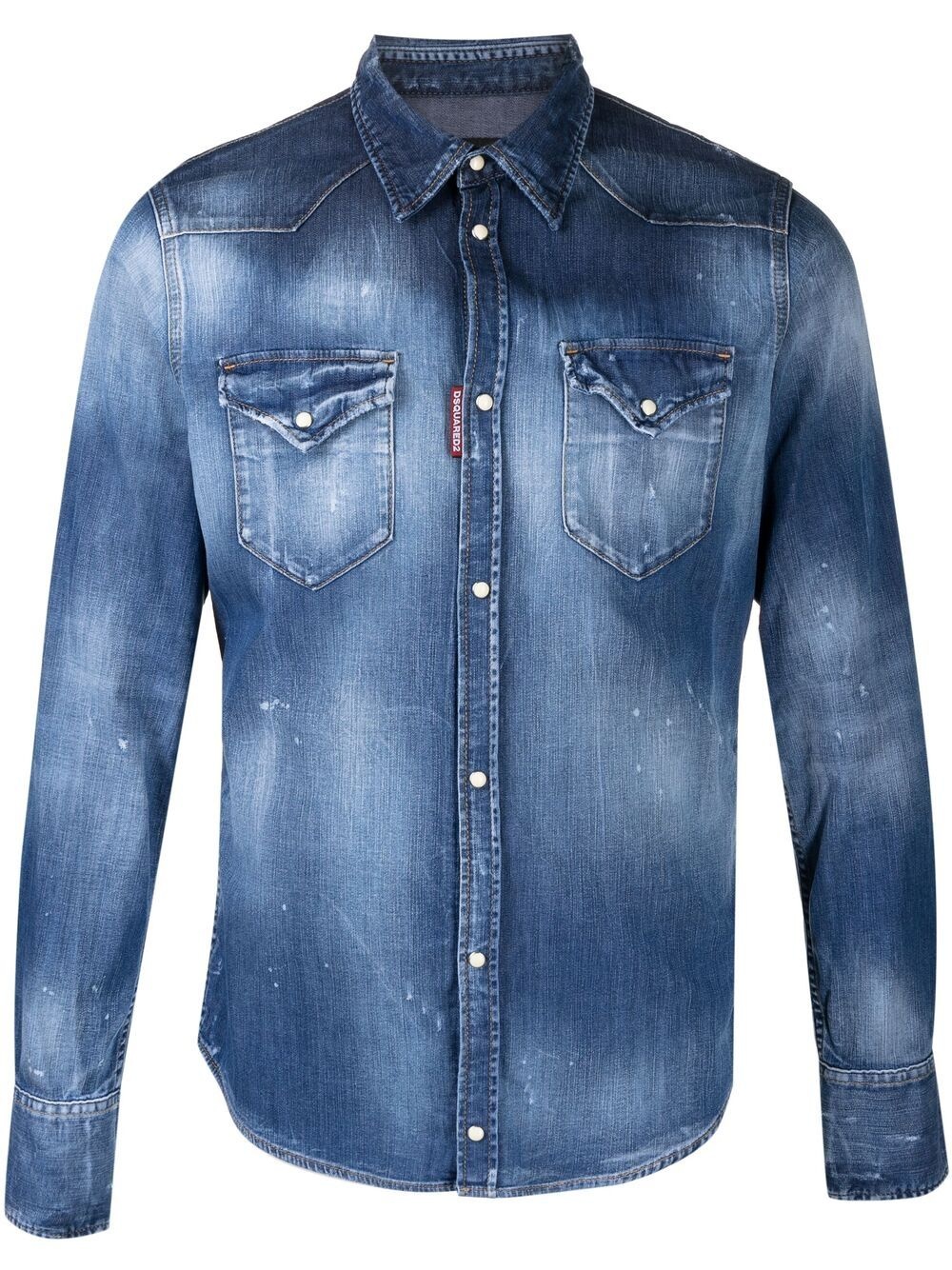 distressed-effect denim shirt - 1