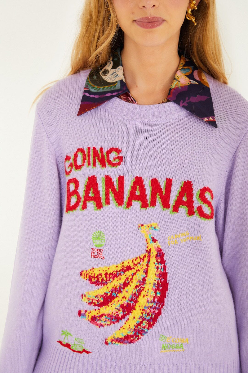 FARM RIO Lilac Going Bananas Knit Sweater outlook