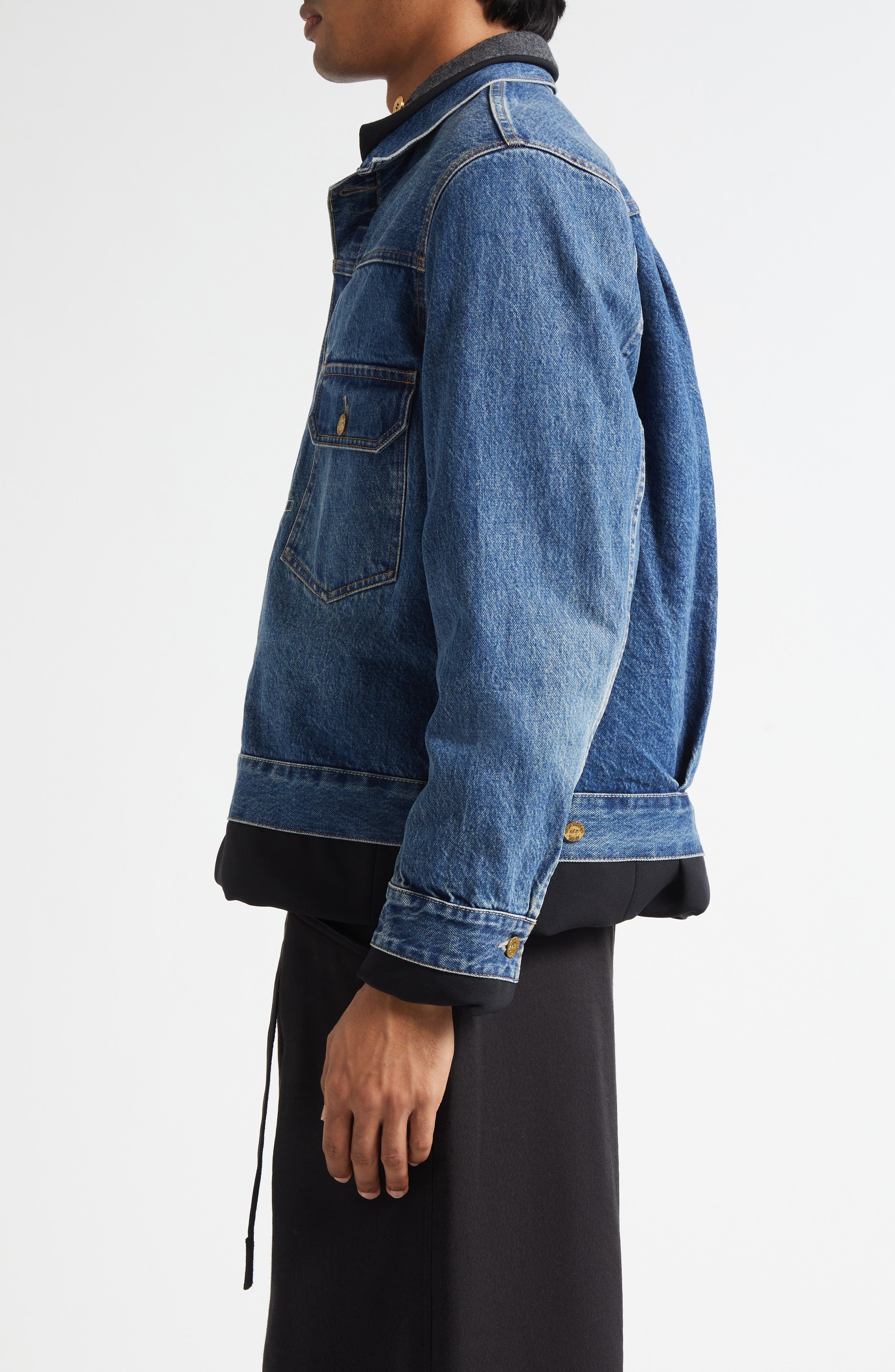 Sacai Gender Inclusive Levi's® Denim x Matelassé Twill Reversible Jacket in Black/Blue at Nordstrom - 5
