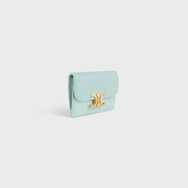 CELINE CARD HOLDER WITH FLAP TRIOMPHE IN Shiny calfskin outlook