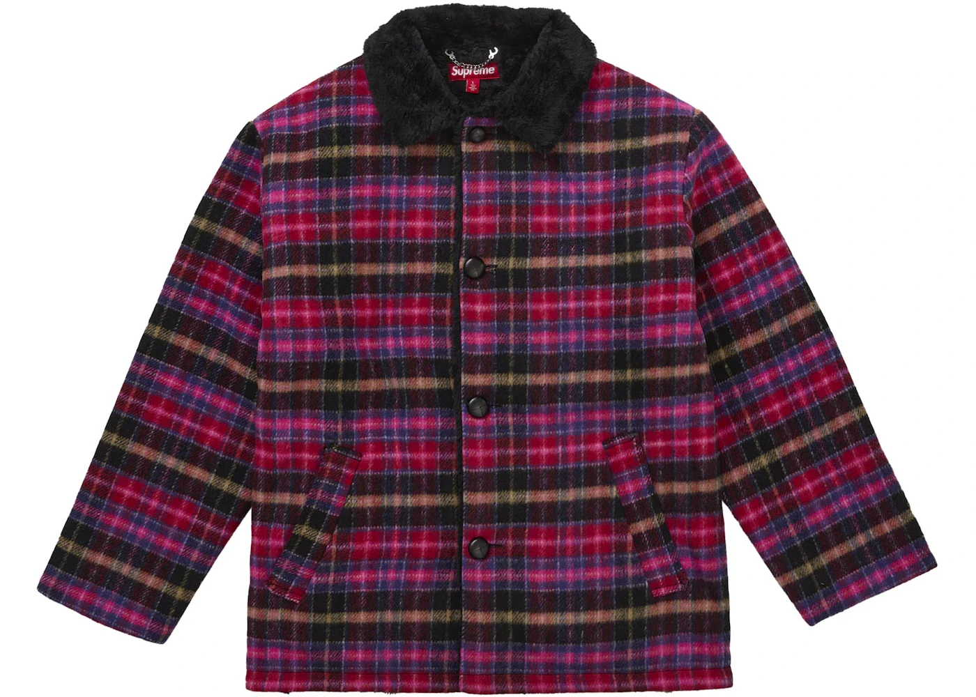 Supreme Plaid Car Coat Pink - 1