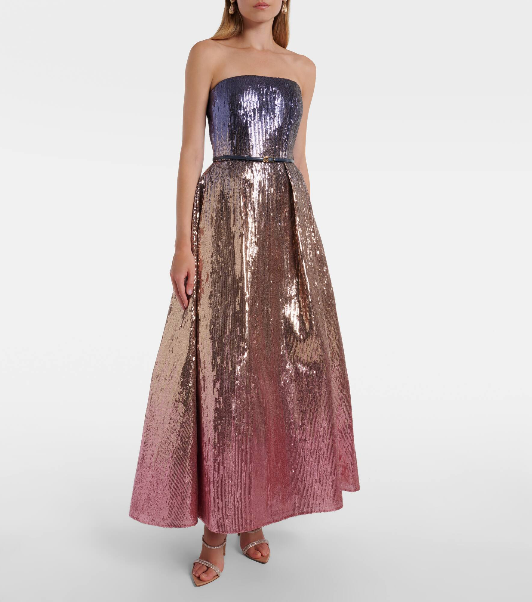 Ombré sequined strapless gown - 2