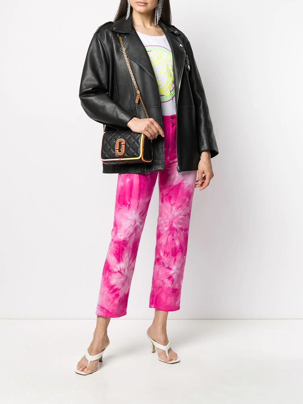 tie-dye print cropped jeans - 2