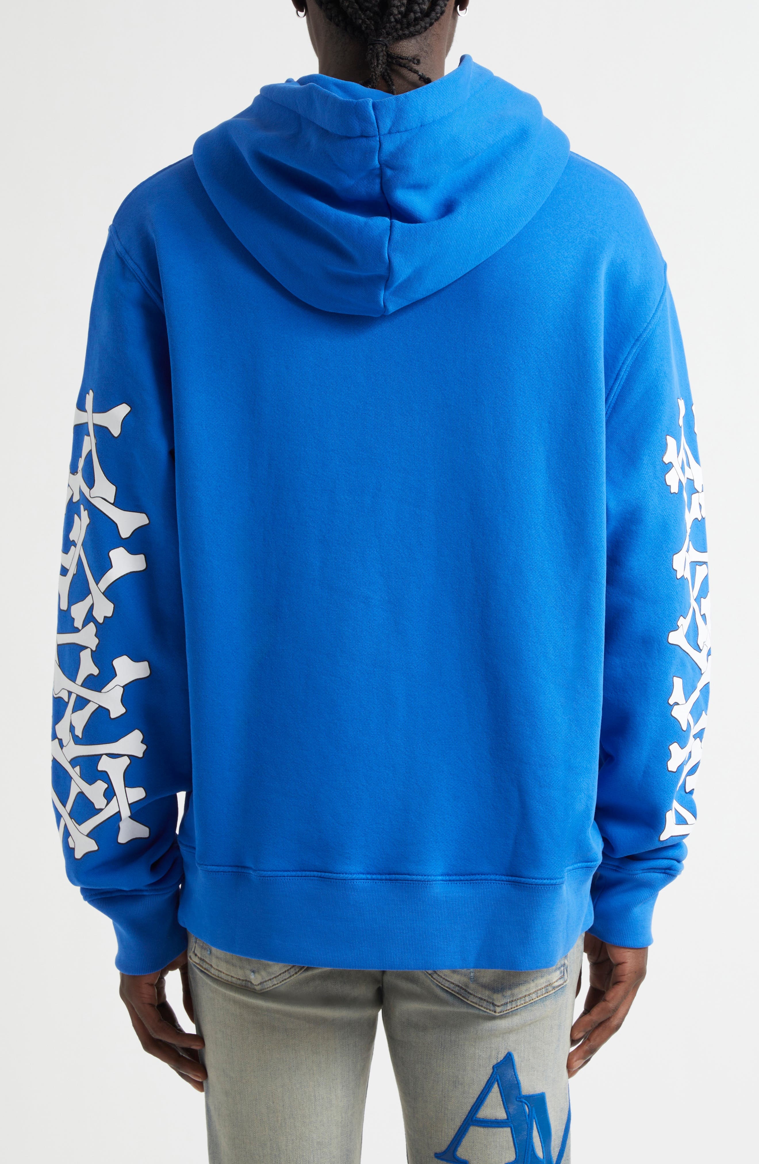 AMIRI Bones Stacked Graphic Hoodie in Blue at Nordstrom - 3