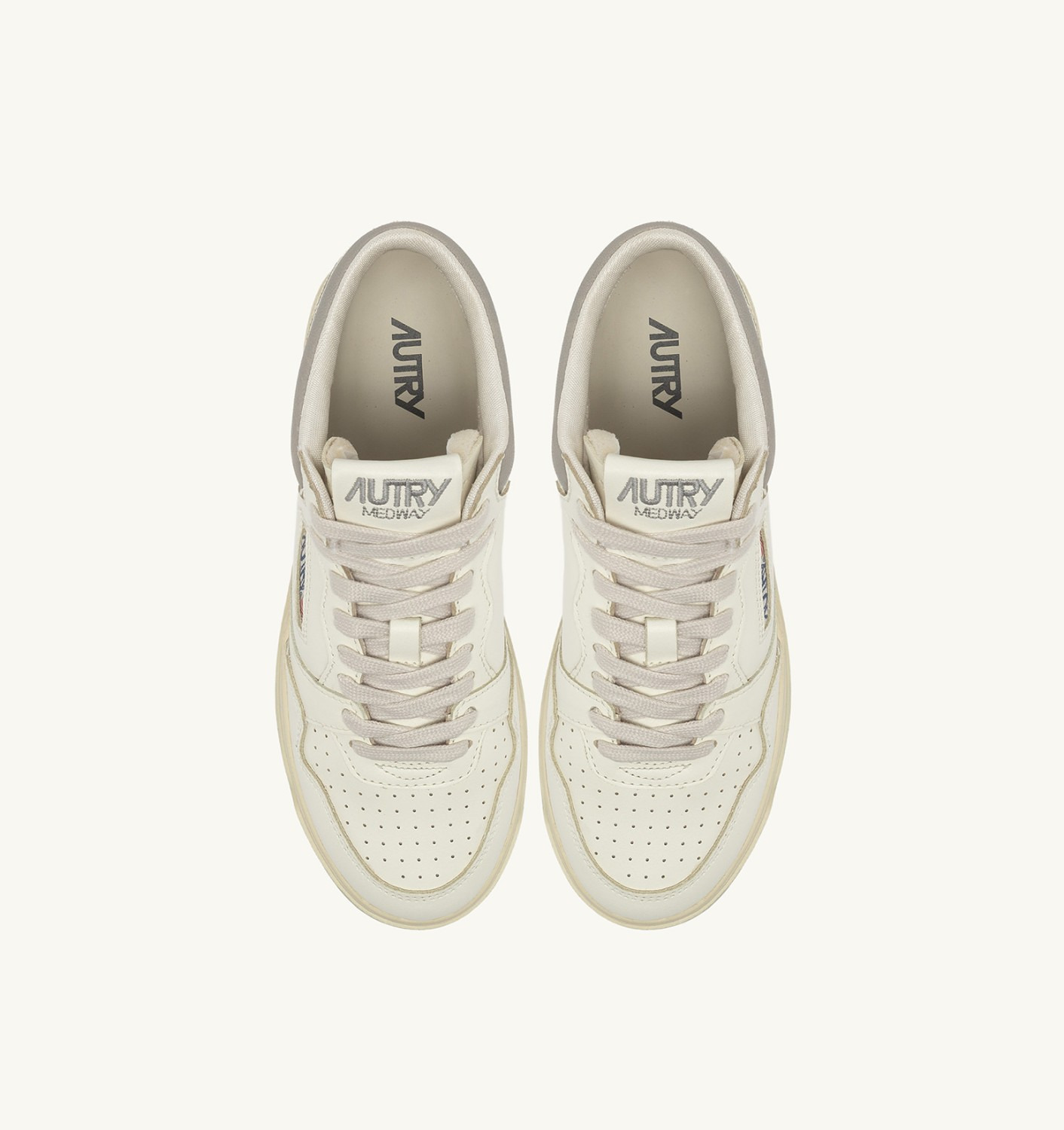 MED-WAY SNEAKERS IN LEATHER COLOR MARSHMALLOW AND VAPOR - 5