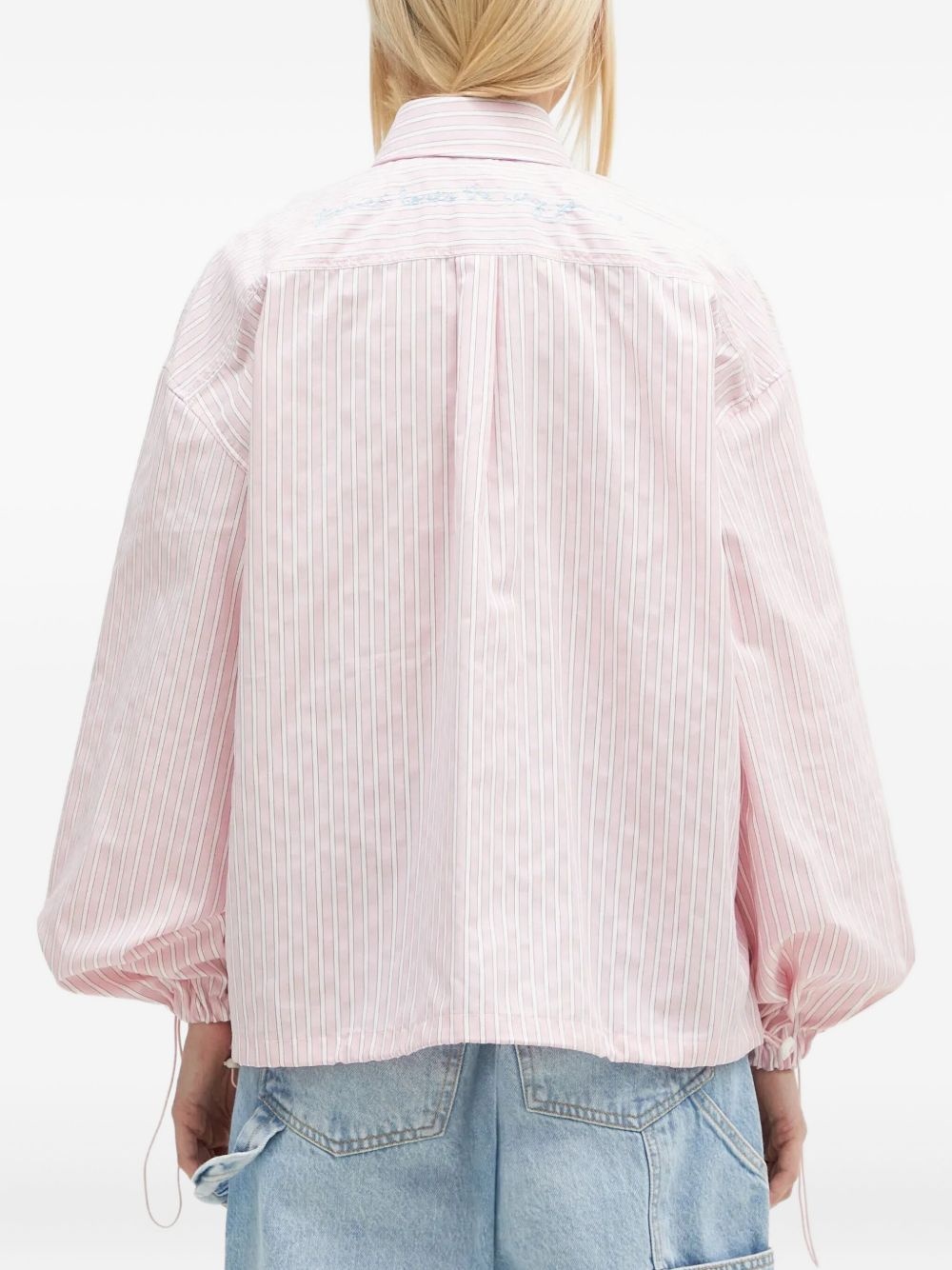 striped balloon-sleeve shirt - 3