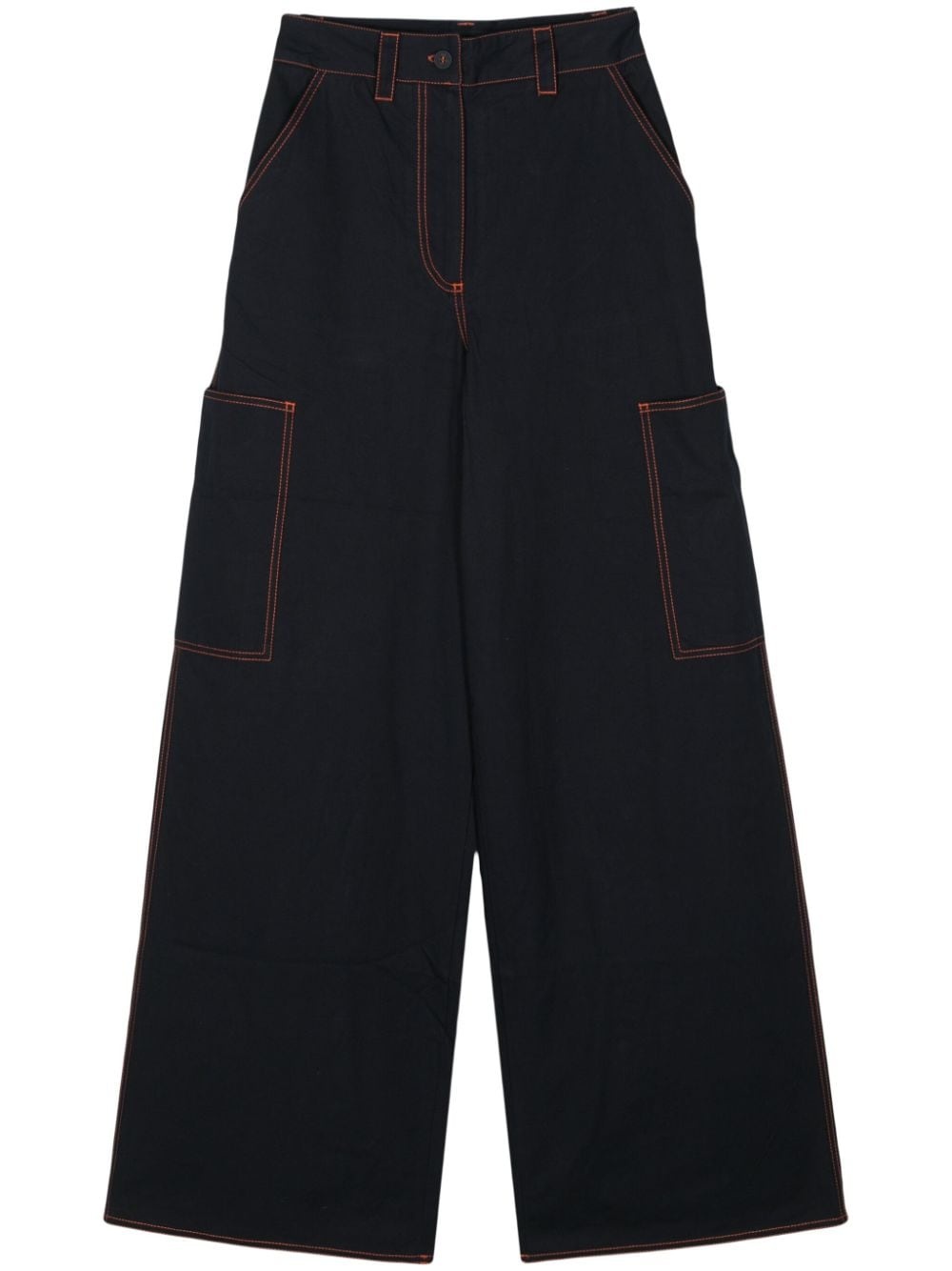 wide-leg cotton trousers - 1