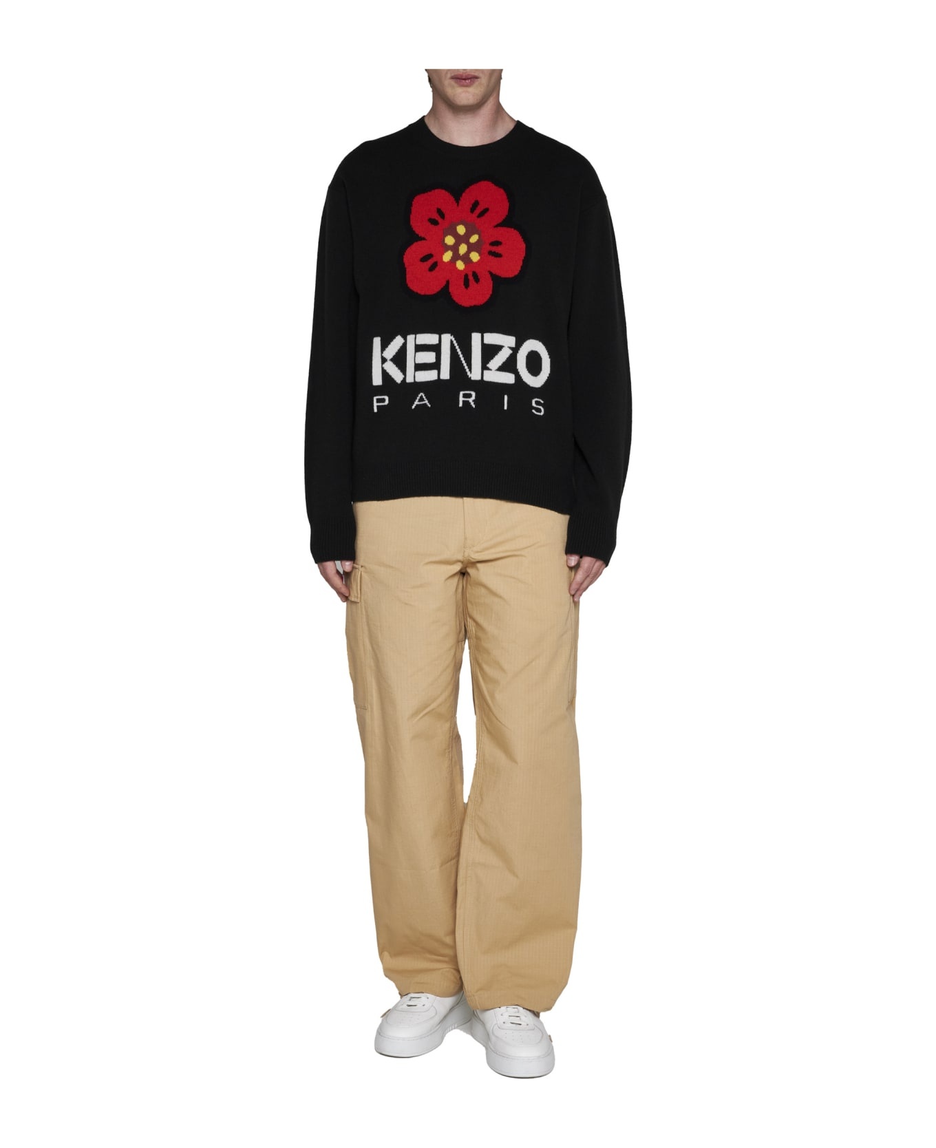 'boke Flower' Black Wool Sweater - 2