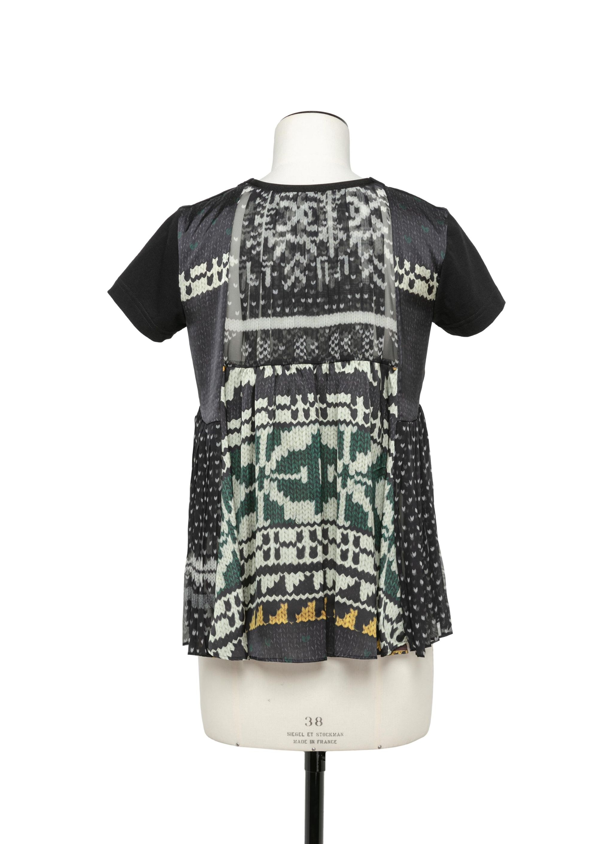 Pattern Knit Print Cotton Jersey T-Shirt - 4