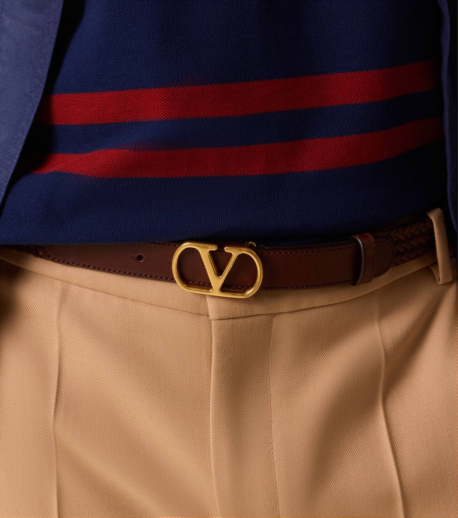 VLogo braided leather belt - 3