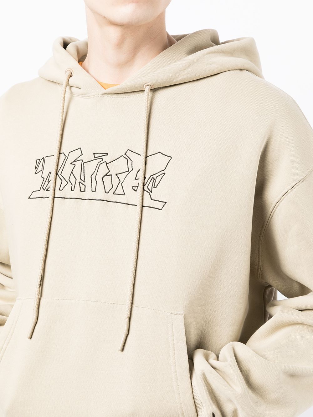 logo-embroidered cotton hoodie - 5