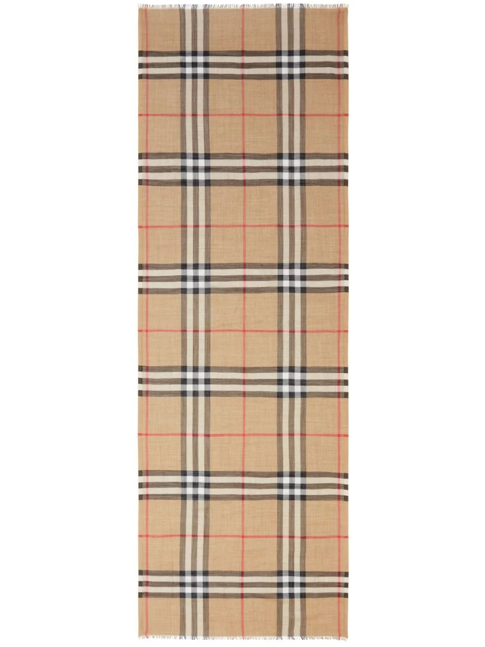Lightweight Check Wool and Silk Scarf - 1